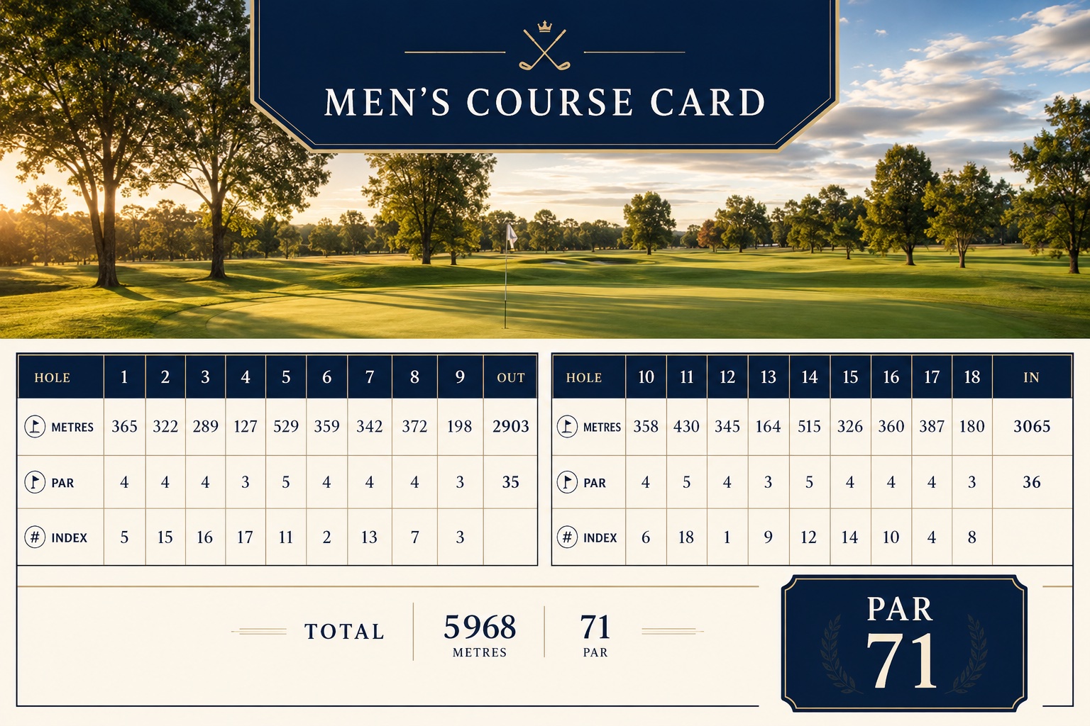 Men's tees scorecard