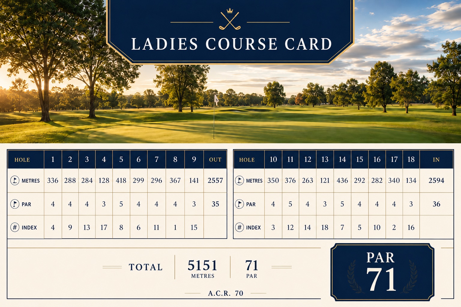 Women's tees scorecard