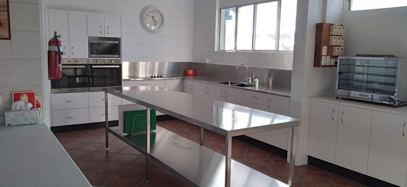 The renovated, fully-equipped clubhouse kitchen.